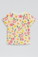 White Floral Aop T Shirt Nawao.com