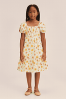 White Floral Chiffly Dress Assorted Nawao.com