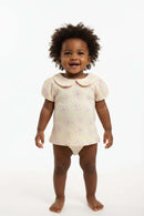 White Floral Neck Frilled Tshirt   Yellow Aop Collared T Shirt Assorted Nawao.com