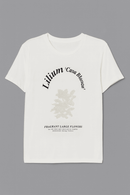 White Floral Pearl Embellished T Shirt Nawao.com