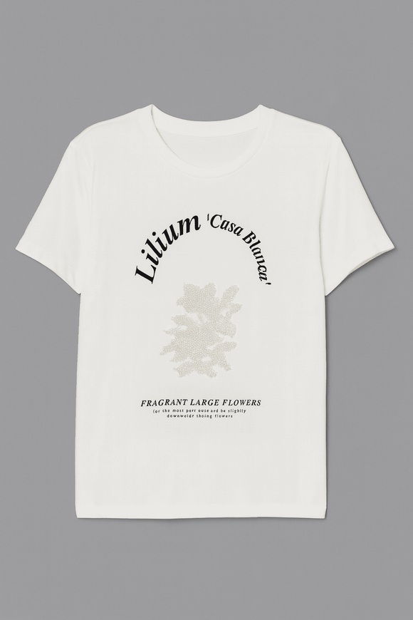 White Floral Pearl Embellished T Shirt Nawao.com
