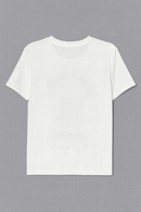 White Floral Pearl Embellished T Shirt Nawao.com
