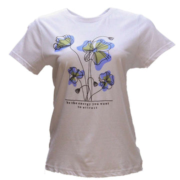 White Floral Printed T Shirt Nawao.com