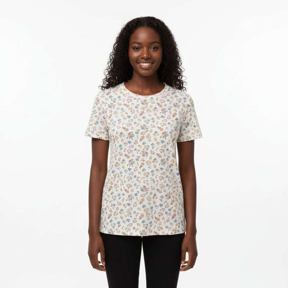 White Floral Rib T Shirts Assorted Nawao.com