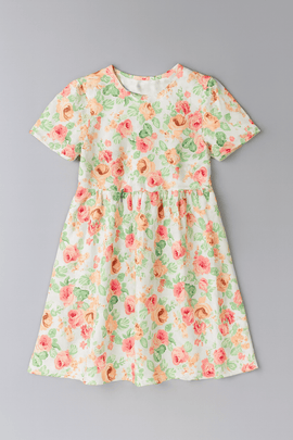 White Floral Scuba Dress Assorted Nawao.com