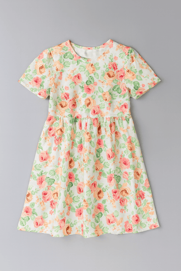 White Floral Scuba Dress Assorted Nawao.com