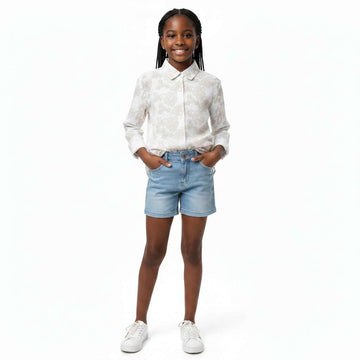 White Floral Slub Shirts Assorted Nawao.com