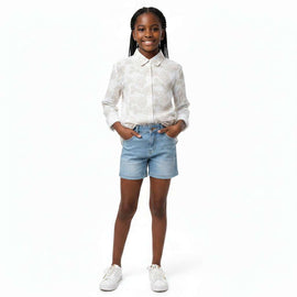 White Floral Slub Shirts Assorted Nawao.com