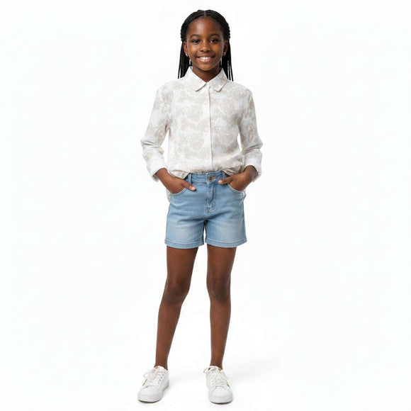 White Floral Slub Shirts Assorted Nawao.com