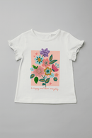 White Flower Artwork T Shirt White Nawao.com