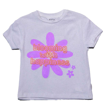 White Flower Print T Shirt Nawao.com