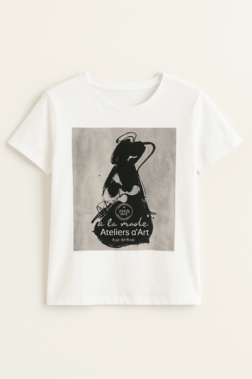 White Foil Printed T Shirt White Nawao.com