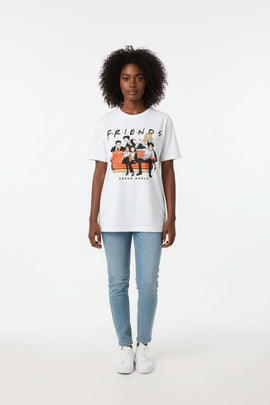 White Friend Printed T Shirt Nawao.com