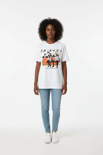 White Friend Printed T Shirt Nawao.com