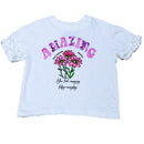 White Frill Sleeve3D Embellishment T Shirt Nawao.com