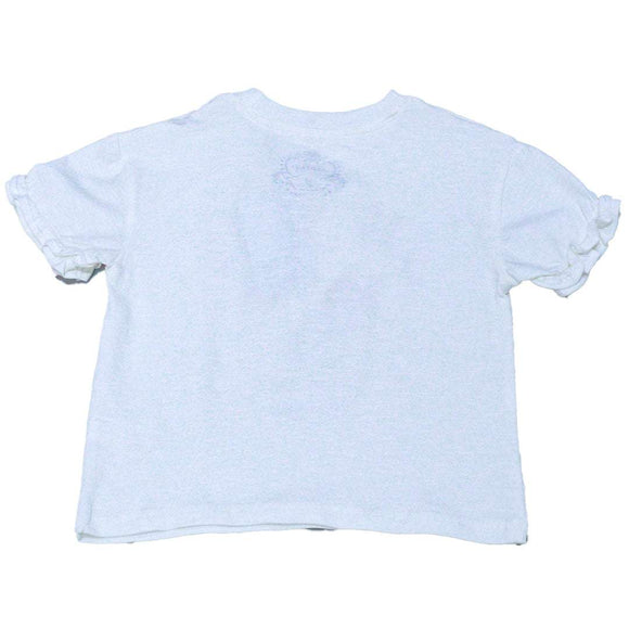 White Frill Sleeve3D Embellishment T Shirt Nawao.com