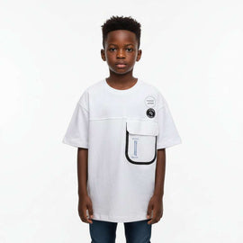 White Front And Back Print Oversize Pocket Tee White Nawao.com