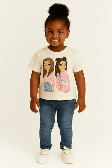White Girls Placement Print With Sequins Boxy Nawao.com