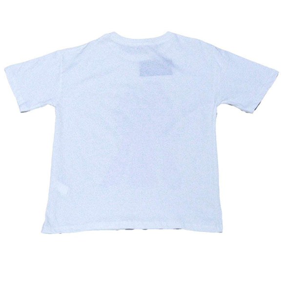 White Girly Print Oversize Tee With Rhinestones Nawao.com