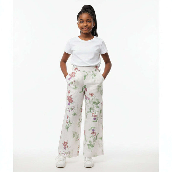 White Green Floral Wideleg Trouser Assorted Nawao.com