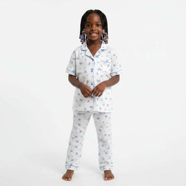 White Green Stripes Button Front Yummy Fabric Pajama Sets Assorted Nawao.com