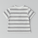 White Grey And Black Striped Henley Pique Tshirt Nawao.com