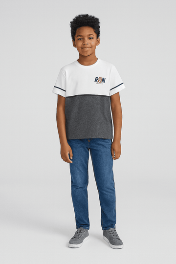 White Grey Mel Cut And Sew Tee Nawao.com
