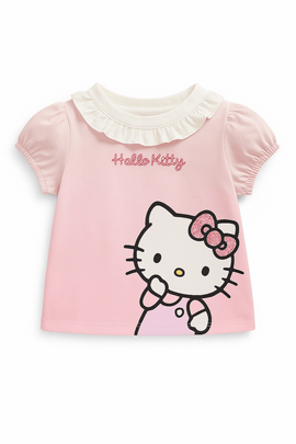 White Hello Kitty Peterpan Collar T Shirt Nawao.com