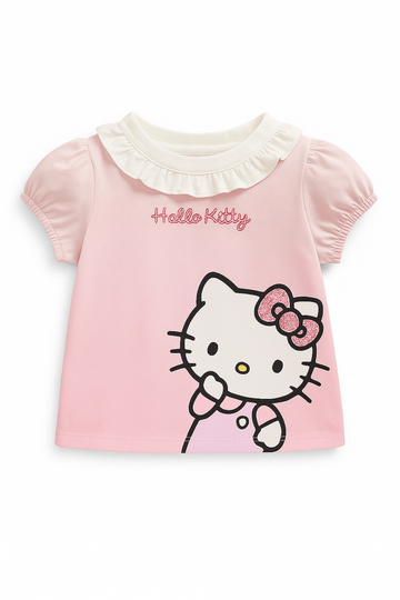 White Hello Kitty Peterpan Collar T Shirt Nawao.com