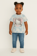 White Hello Kitty Placement Print T Shirt White Nawao.com