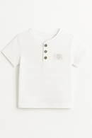 White Henley Jaquard irt White Nawao.com