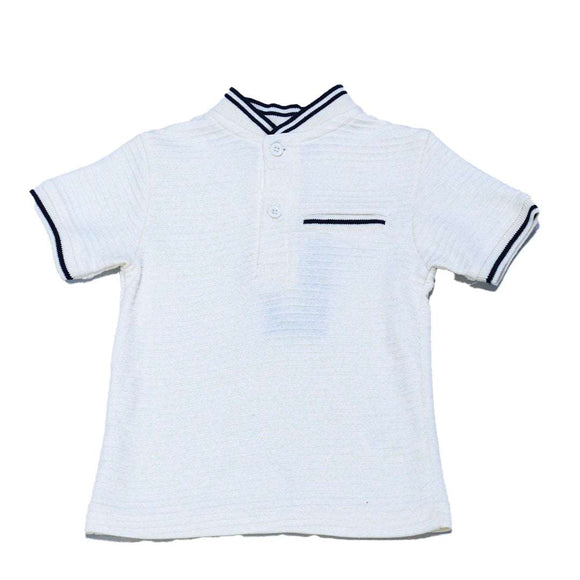 White Henley Tee And Navy Short Nawao.com