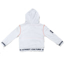 White Hooded Urban Print Sweatshirt Nawao.com