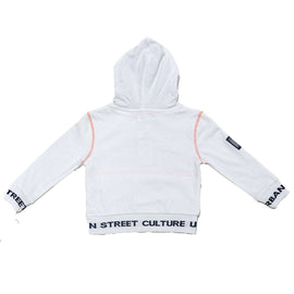 White Hooded Urban Print Sweatshirt Nawao.com