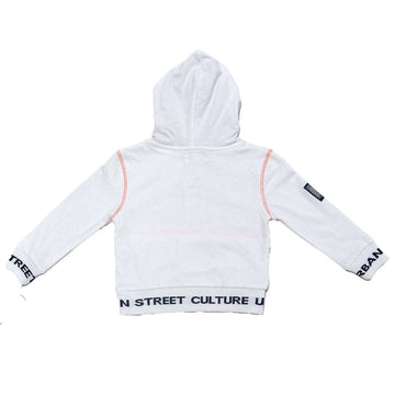 White Hooded Urban Print Sweatshirt Nawao.com