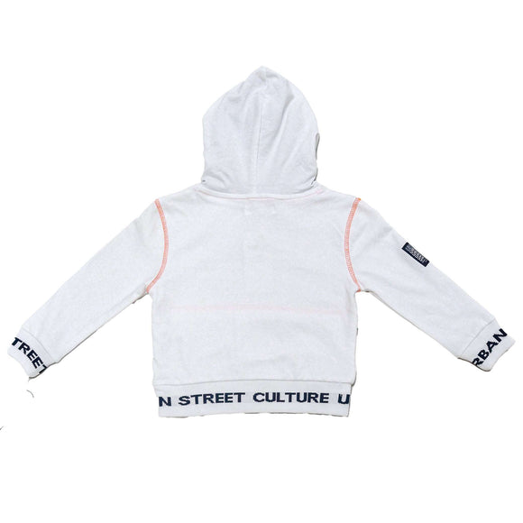 White Hooded Urban Print Sweatshirt Nawao.com