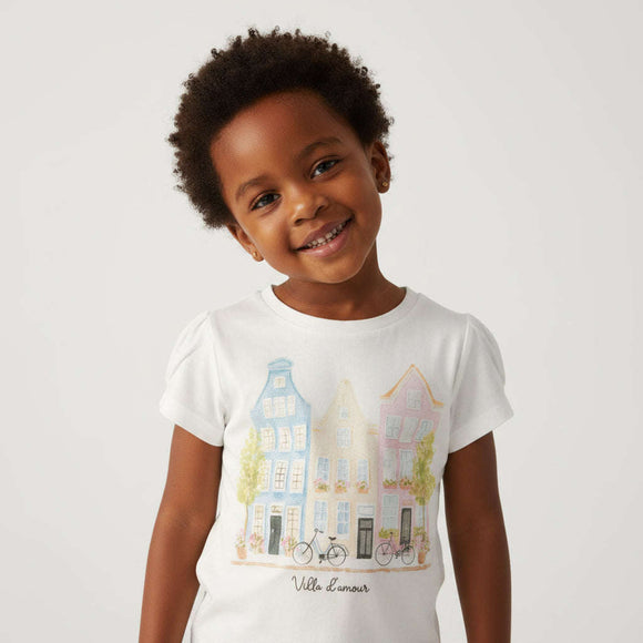 White House Scenary Placement Print T Shirt White Nawao.com