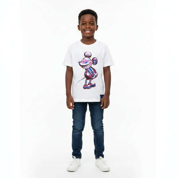 White Hyperverse Mickey Oversized T Shirt White Nawao.com