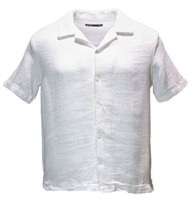 White Jacqaurd Resort Shirt White Nawao.com