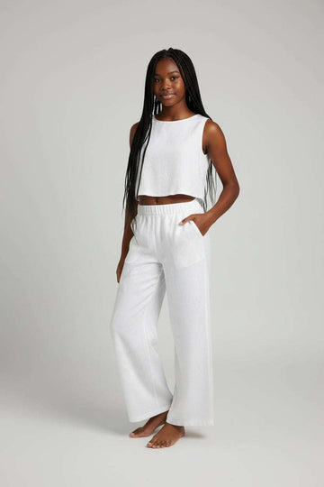 White Jacquard Culottes White Nawao.com