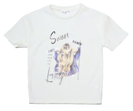 White Jacquard Drop Shoulder With Girly Print Nawao.com