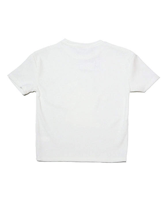 White Jacquard Drop Shoulder With Girly Print Nawao.com