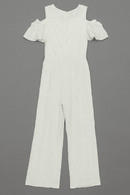 White Jacquard Jumpsuit Nawao.com