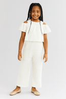 White Jacquard Jumpsuit Nawao.com