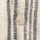 White Jacquard Lounage Striper Shirt White Nawao.com