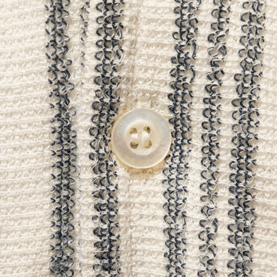 White Jacquard Lounage Striper Shirt White Nawao.com