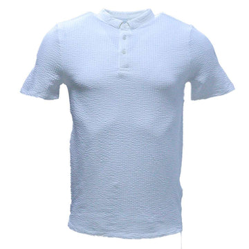 White Jacquard Polo Shirt White Nawao.com