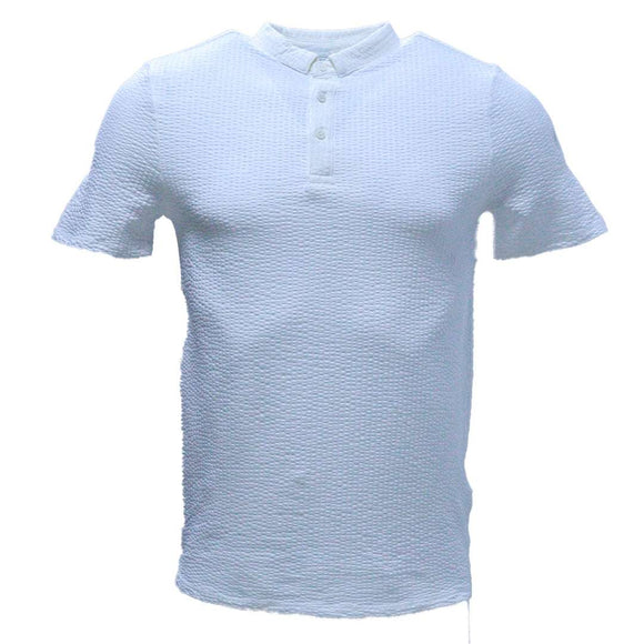 White Jacquard Polo Shirt White Nawao.com