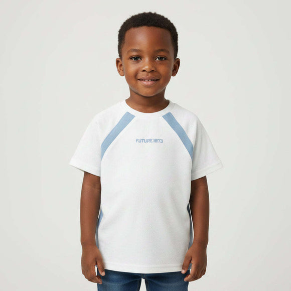 White Jacquard Raglan Short Sleeve T Shirt White Nawao.com