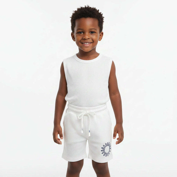 White Jacquard Shorts White Nawao.com